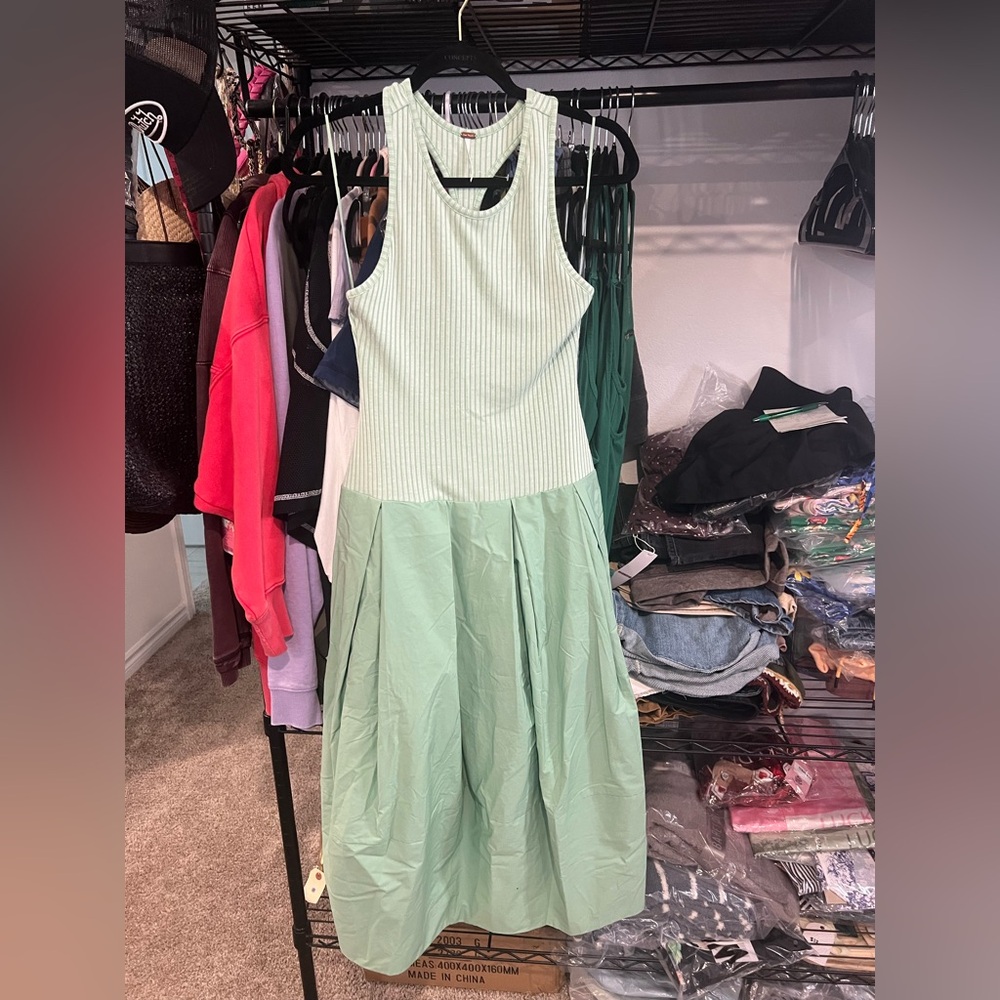 Free People Drops Of Venus Drop Waist Midi Dress, Lime Green, Various Sizes NWOT - Picture 5 of 10